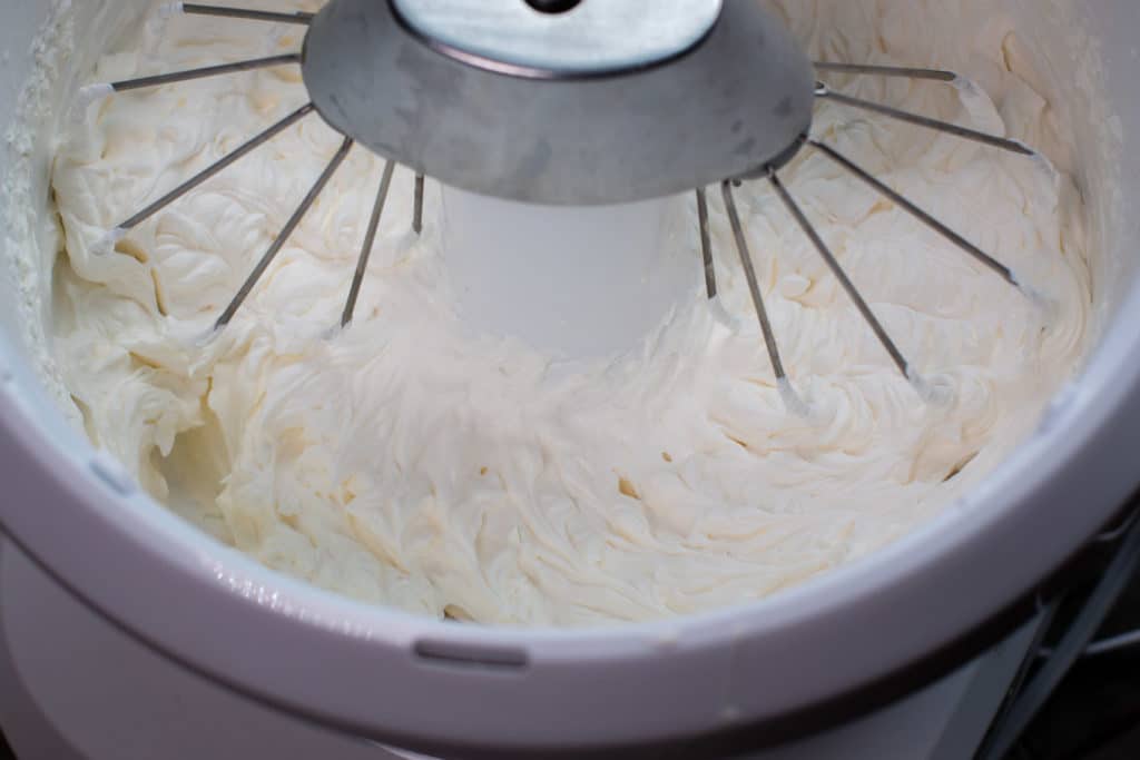 done mixing whipped cream in mixer