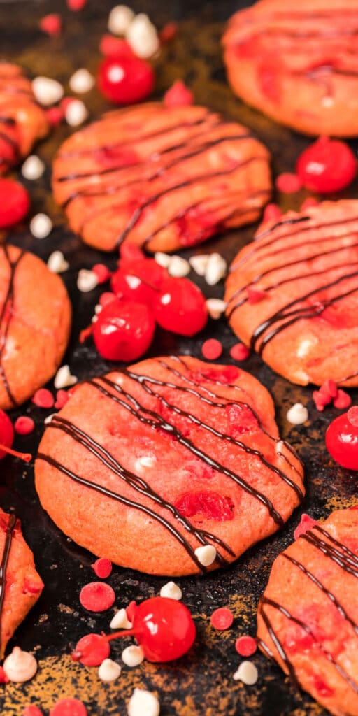 long image of cherry garica cookies for pinterest