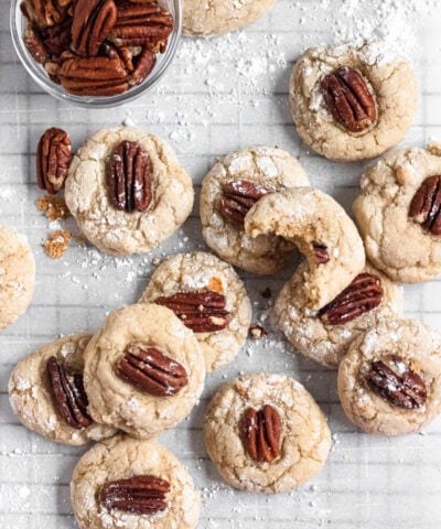 butter pecan cookies on parchment paper